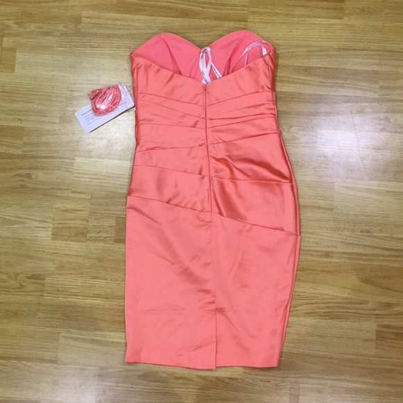 NWT Strapless Sweetheart Short Dress, Coral - Picture 2 of 5